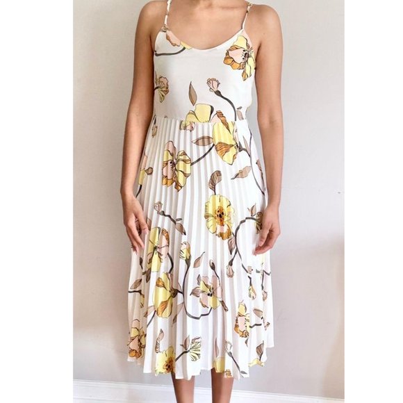 a new day Dresses & Skirts - A New Day Target Pleated Floral Midi Dress in White